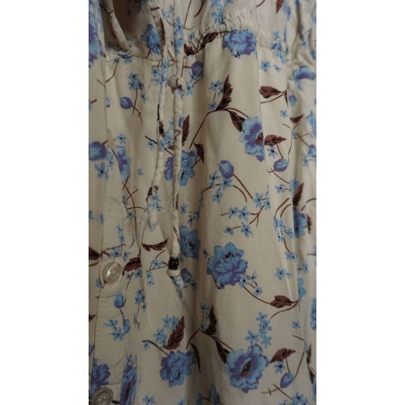 Free People Flower Fields Sz Small Floral Long Sleeve Mini Dress In Ivory - Picture 7 of 9